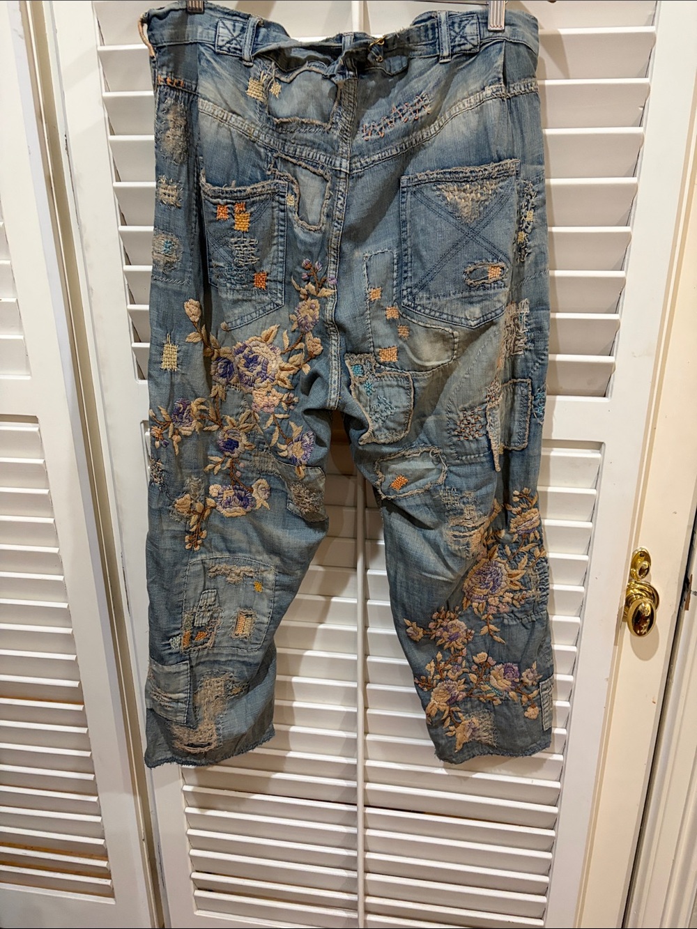 Magnolia Pearl Women's Embroidered Distressed Rosarian Miners Denim - Picture 4 of 7